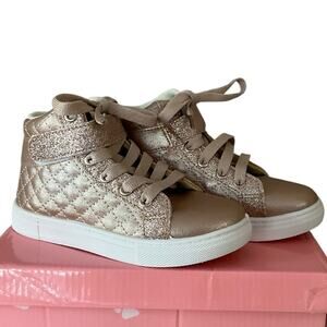 Osiitos Girl’s Stylish High-Top Sneakers Rose Gold Glitter Size 12 NWT